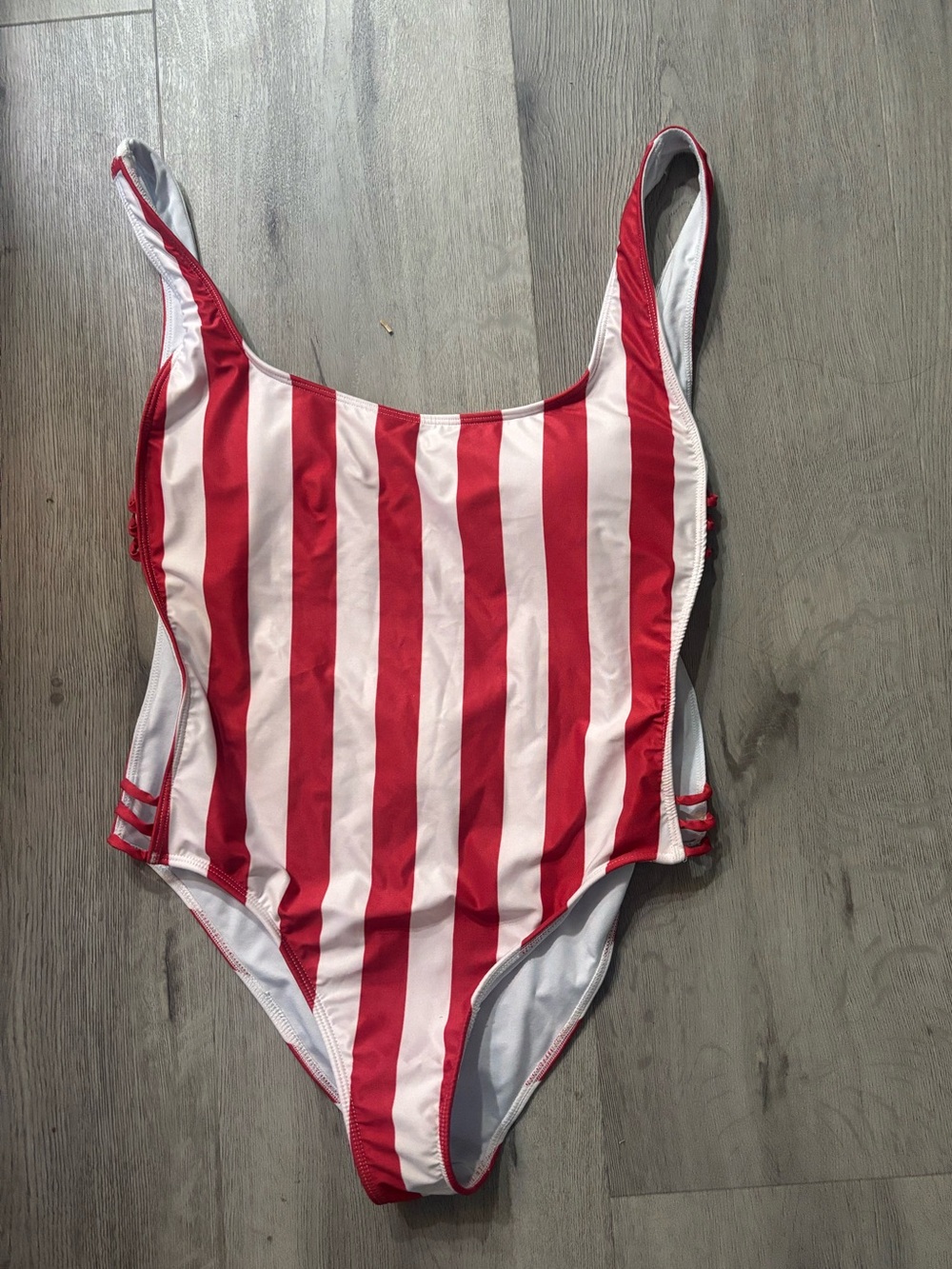 Kenny Flowers Red and White Striped One-Piece Swimsuit